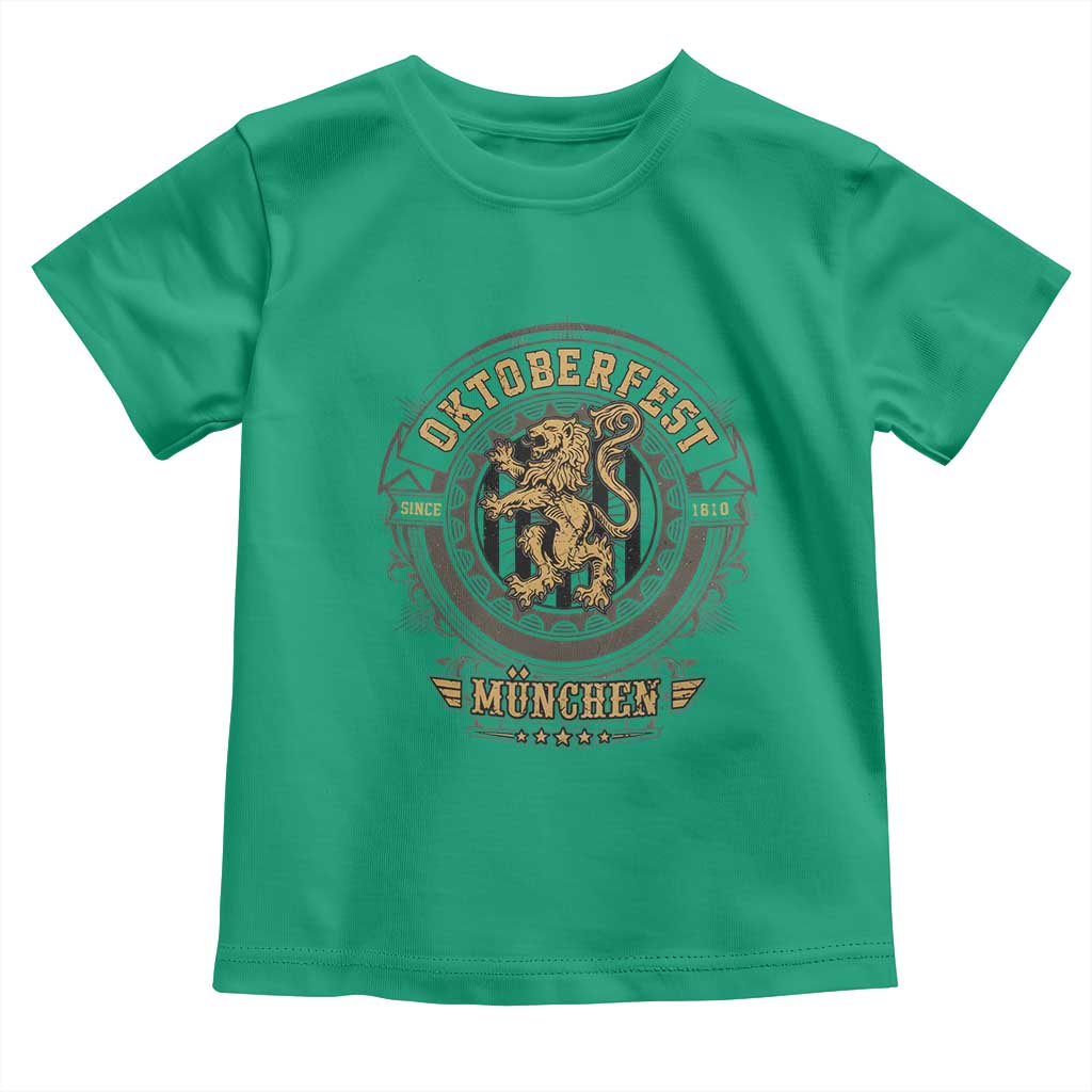 Oktoberfest Munchen Toddler T Shirt Munich Vintage Round Emblem with Bavarian Lion - Wonder Print Shop
