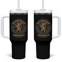 Oktoberfest Munchen Tumbler With Handle Munich Vintage Round Emblem with Bavarian Lion - Wonder Print Shop