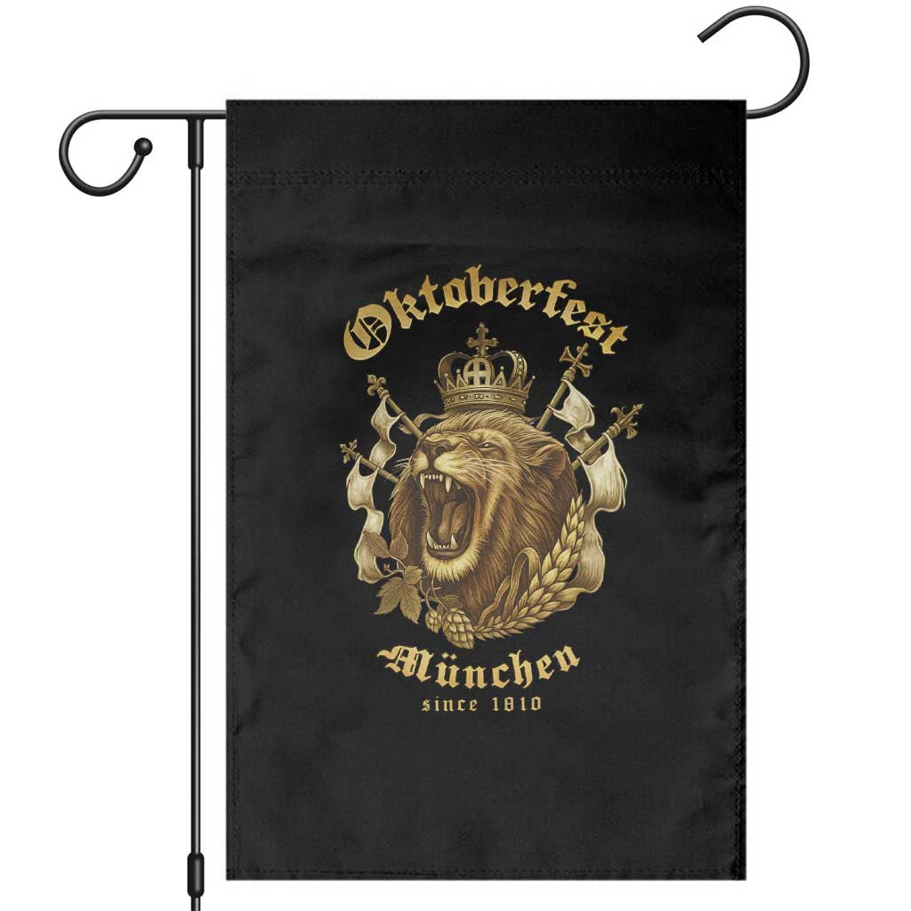 Oktoberfest Munchen Roaring Lion Garden Flag Since 1810 Crown and Beer Weapon - Wonder Print Shop