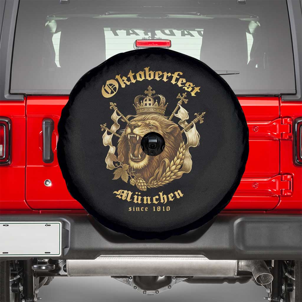 Oktoberfest Munchen Roaring Lion Spare Tire Cover Since 1810 Crown and Beer Weapon - Wonder Print Shop