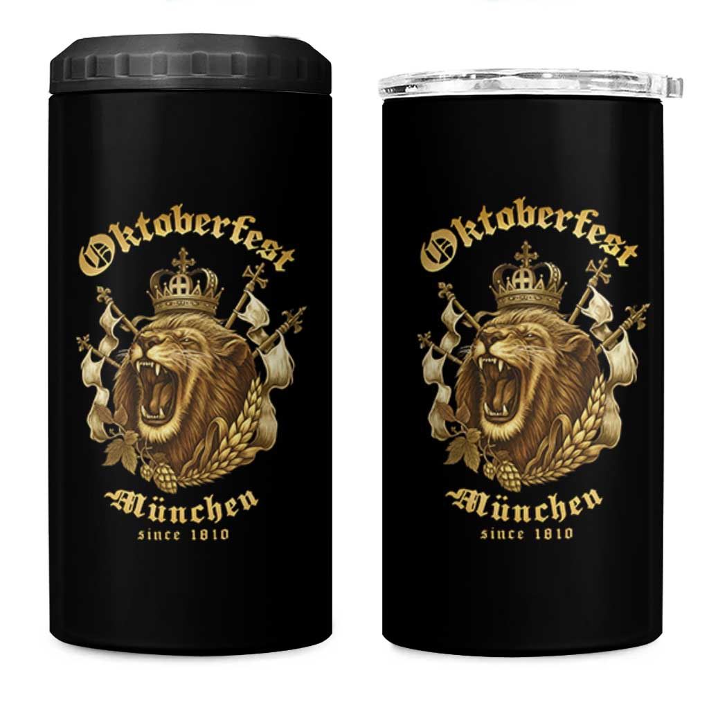 Oktoberfest Munchen Roaring Lion 4 in 1 Can Cooler Tumbler Since 1810 Crown and Beer Weapon - Wonder Print Shop