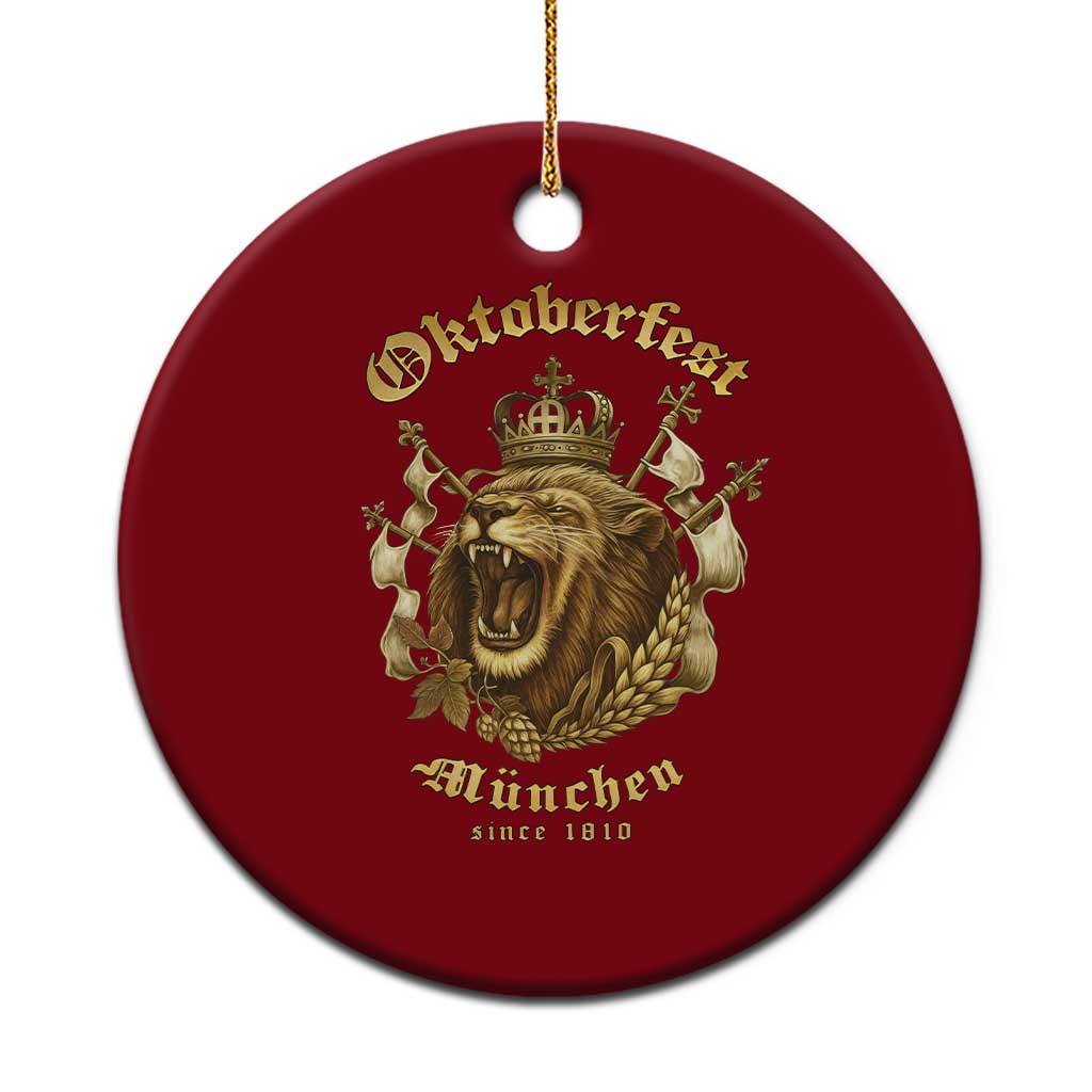 Oktoberfest Munchen Roaring Lion Ceramic Ornament Since 1810 Crown and Beer Weapon - Wonder Print Shop
