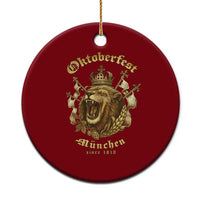 Oktoberfest Munchen Roaring Lion Ceramic Ornament Since 1810 Crown and Beer Weapon - Wonder Print Shop