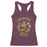 Oktoberfest Munchen Roaring Lion Racerback Tank Top Since 1810 Crown and Beer Weapon - Wonder Print Shop