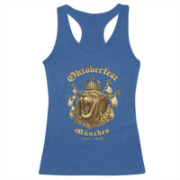 Oktoberfest Munchen Roaring Lion Racerback Tank Top Since 1810 Crown and Beer Weapon - Wonder Print Shop