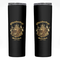 Oktoberfest Munchen Roaring Lion Skinny Tumbler Since 1810 Crown and Beer Weapon - Wonder Print Shop