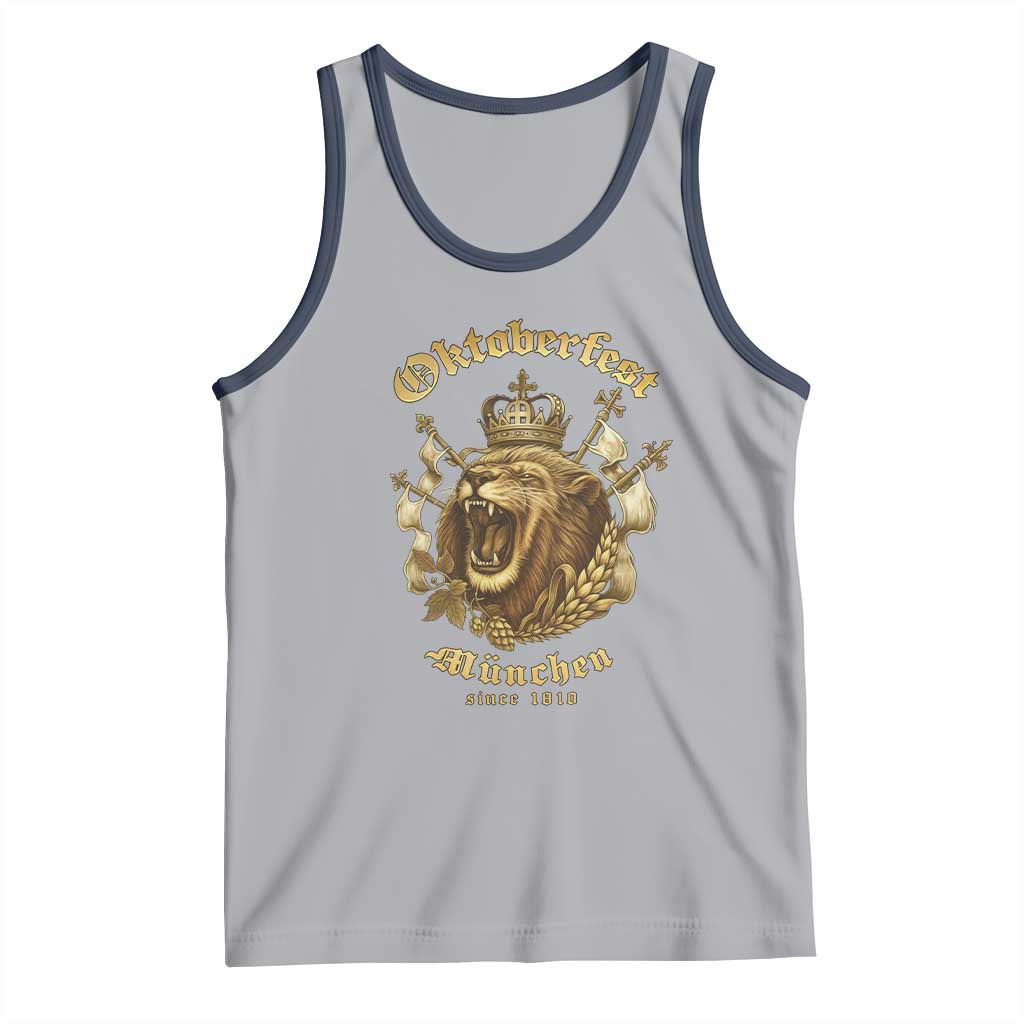 Oktoberfest Munchen Roaring Lion Tank Top Since 1810 Crown and Beer Weapon - Wonder Print Shop
