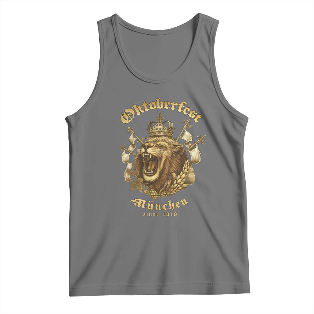 Oktoberfest Munchen Roaring Lion Tank Top Since 1810 Crown and Beer Weapon - Wonder Print Shop