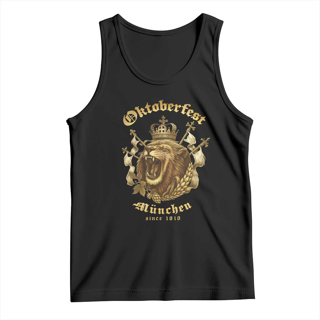 Oktoberfest Munchen Roaring Lion Tank Top Since 1810 Crown and Beer Weapon - Wonder Print Shop
