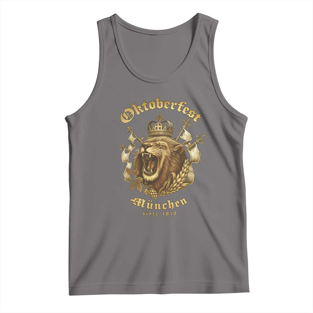 Oktoberfest Munchen Roaring Lion Tank Top Since 1810 Crown and Beer Weapon - Wonder Print Shop