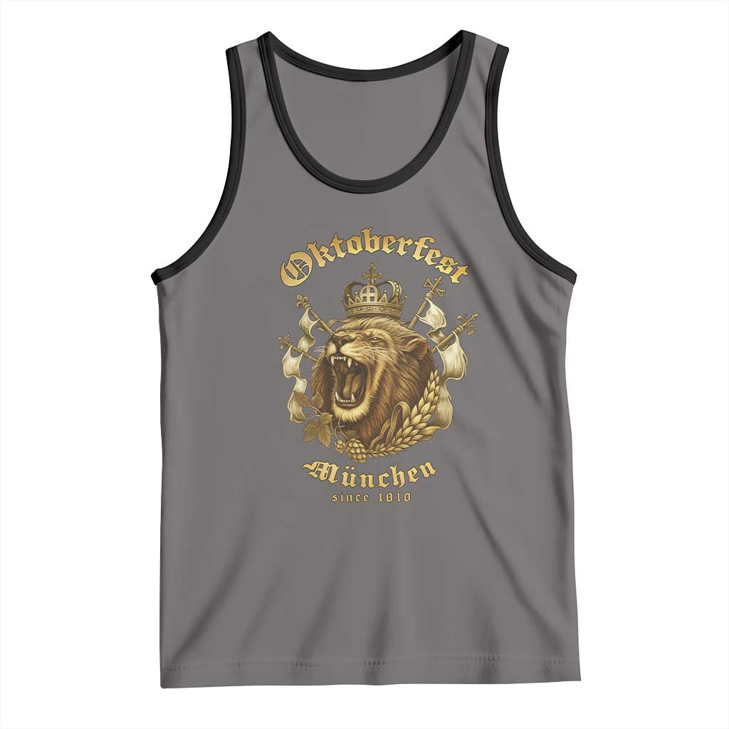 Oktoberfest Munchen Roaring Lion Tank Top Since 1810 Crown and Beer Weapon - Wonder Print Shop