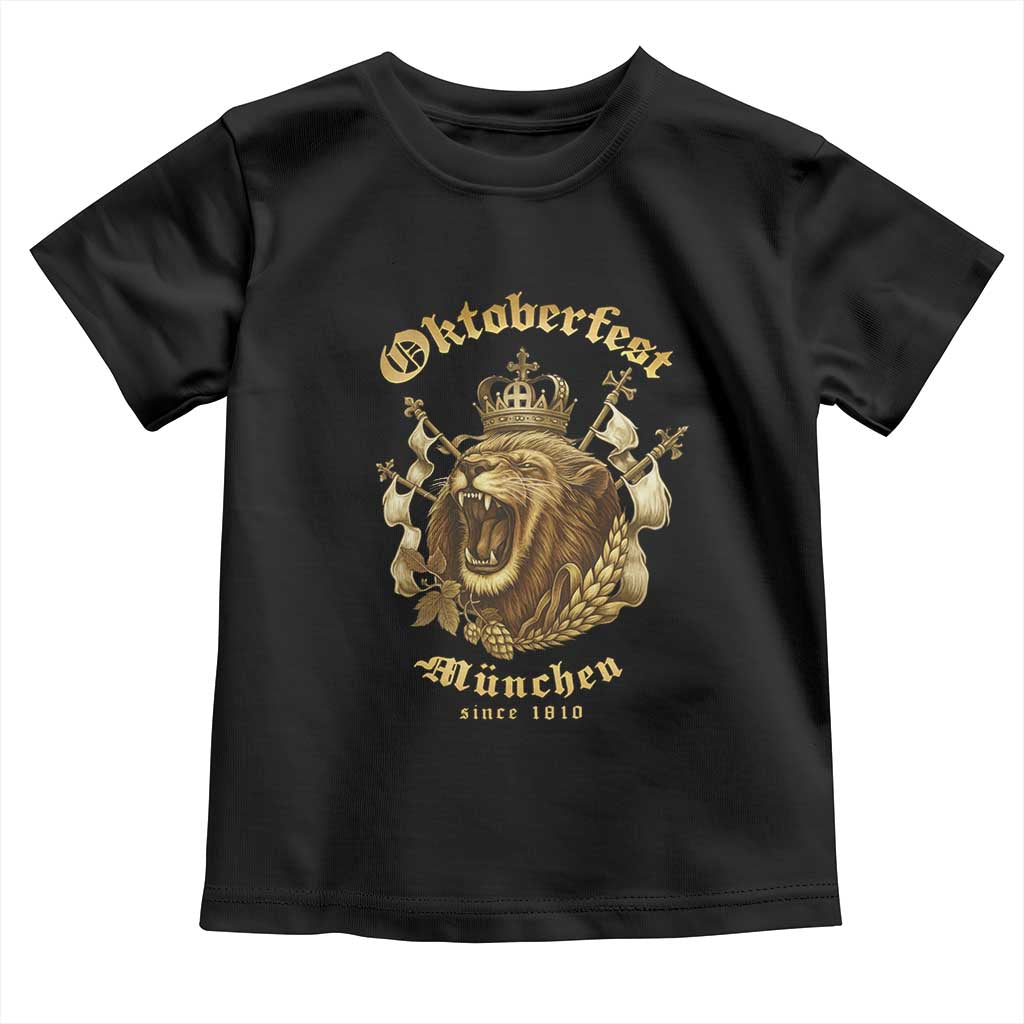 Oktoberfest Munchen Roaring Lion Toddler T Shirt Since 1810 Crown and Beer Weapon - Wonder Print Shop