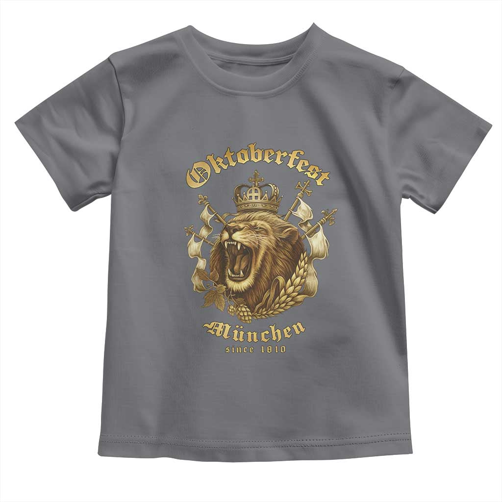 Oktoberfest Munchen Roaring Lion Toddler T Shirt Since 1810 Crown and Beer Weapon - Wonder Print Shop