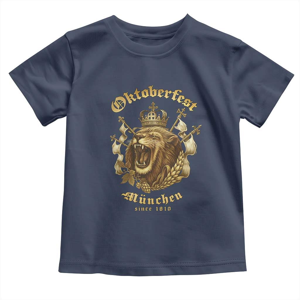 Oktoberfest Munchen Roaring Lion Toddler T Shirt Since 1810 Crown and Beer Weapon - Wonder Print Shop