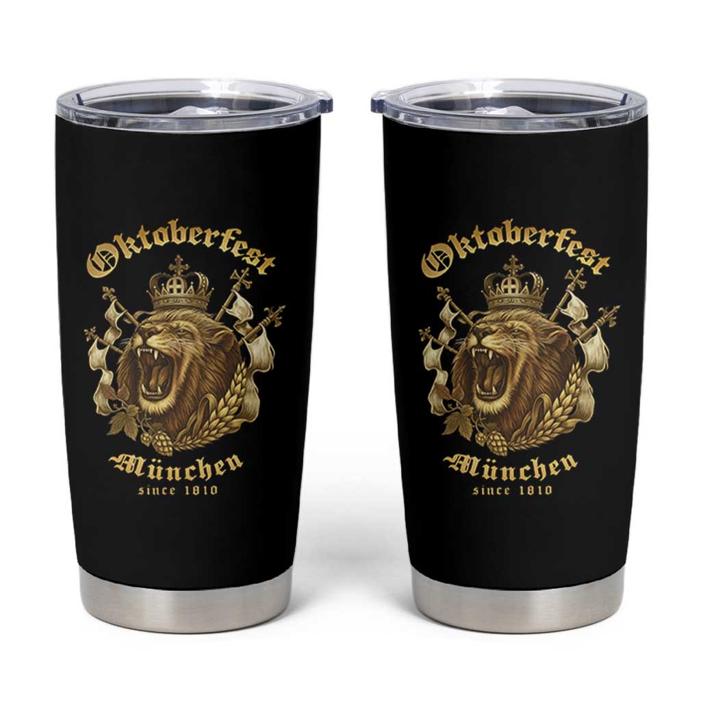 Oktoberfest Munchen Roaring Lion Tumbler Cup Since 1810 Crown and Beer Weapon - Wonder Print Shop