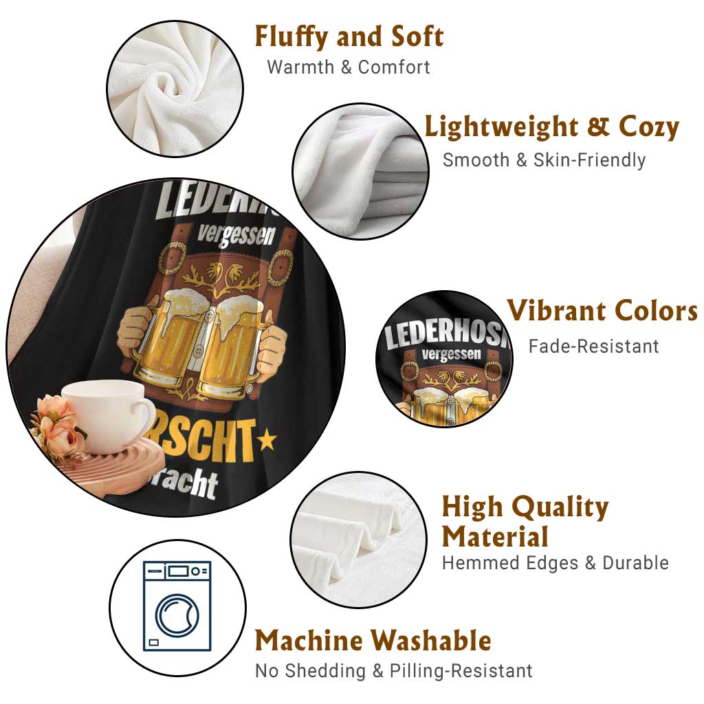 Funny Lederhosen Oktoberfest Beer Drinking Throw Blanket Lederhosn Vergessen Durscht Mitbracht - Wonder Print Shop