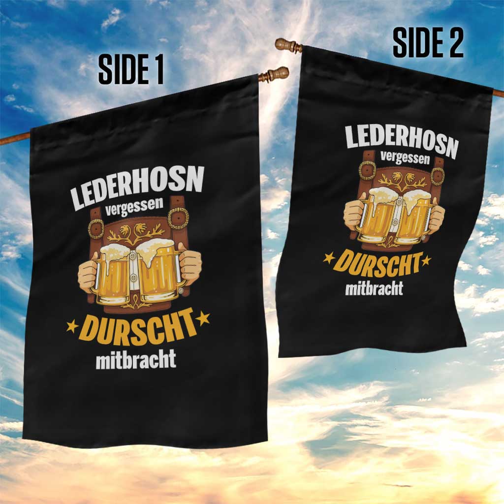 Funny Lederhosen Oktoberfest Beer Drinking Garden Flag Lederhosn Vergessen Durscht Mitbracht - Wonder Print Shop