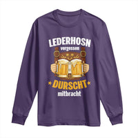 Funny Lederhosen Oktoberfest Beer Drinking Long Sleeve Shirt Lederhosn Vergessen Durscht Mitbracht - Wonder Print Shop