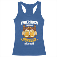 Funny Lederhosen Oktoberfest Beer Drinking Racerback Tank Top Lederhosn Vergessen Durscht Mitbracht - Wonder Print Shop