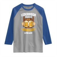 Funny Lederhosen Oktoberfest Beer Drinking Raglan Shirt Lederhosn Vergessen Durscht Mitbracht - Wonder Print Shop
