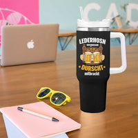 Funny Lederhosen Oktoberfest Beer Drinking Tumbler With Handle Lederhosn Vergessen Durscht Mitbracht - Wonder Print Shop
