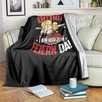 Funny Oktoberfest Dab Girl Throw Blanket Dirndl I Bin Nur Zum Feiern Da Party - Wonder Print Shop