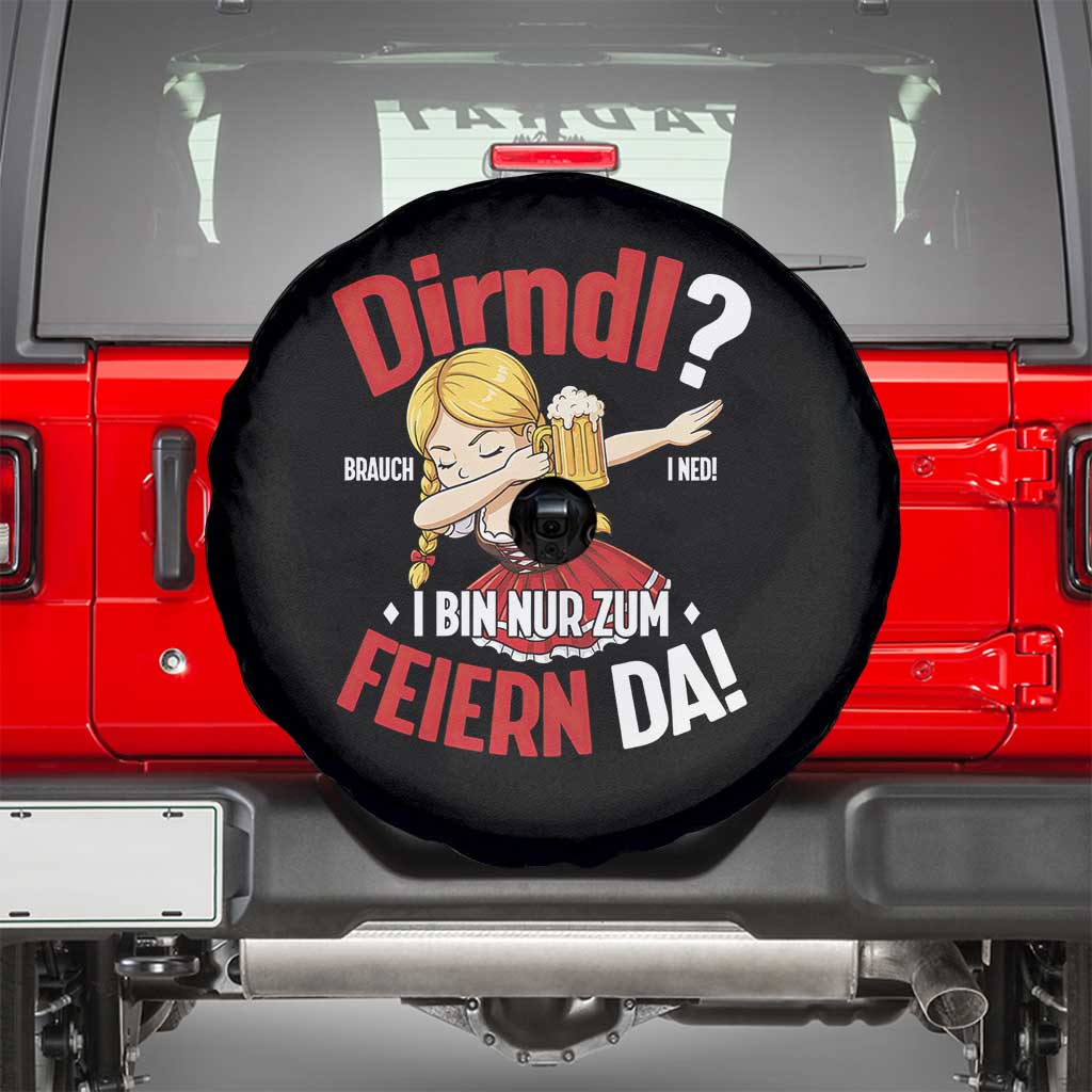 Funny Oktoberfest Dab Girl Spare Tire Cover Dirndl I Bin Nur Zum Feiern Da Party - Wonder Print Shop