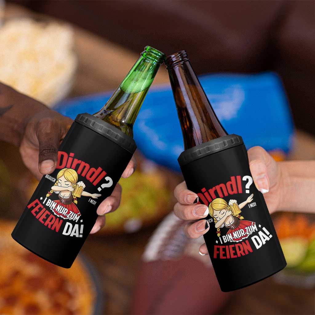 Funny Oktoberfest Dab Girl 4 in 1 Can Cooler Tumbler Dirndl I Bin Nur Zum Feiern Da Party - Wonder Print Shop