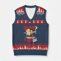 Funny Oktoberfest Dab Girl V-Neck Knit Sweater Vest Dirndl I Bin Nur Zum Feiern Da Party - Wonder Print Shop