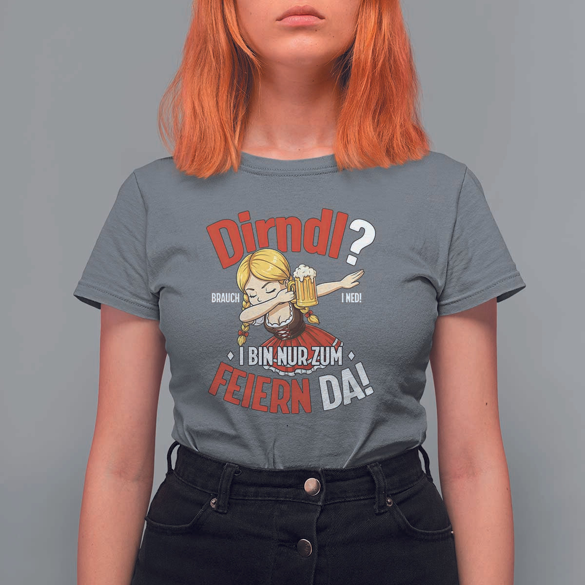 Funny Oktoberfest Dab Girl T Shirt For Women Dirndl I Bin Nur Zum Feiern Da Party - Wonder Print Shop