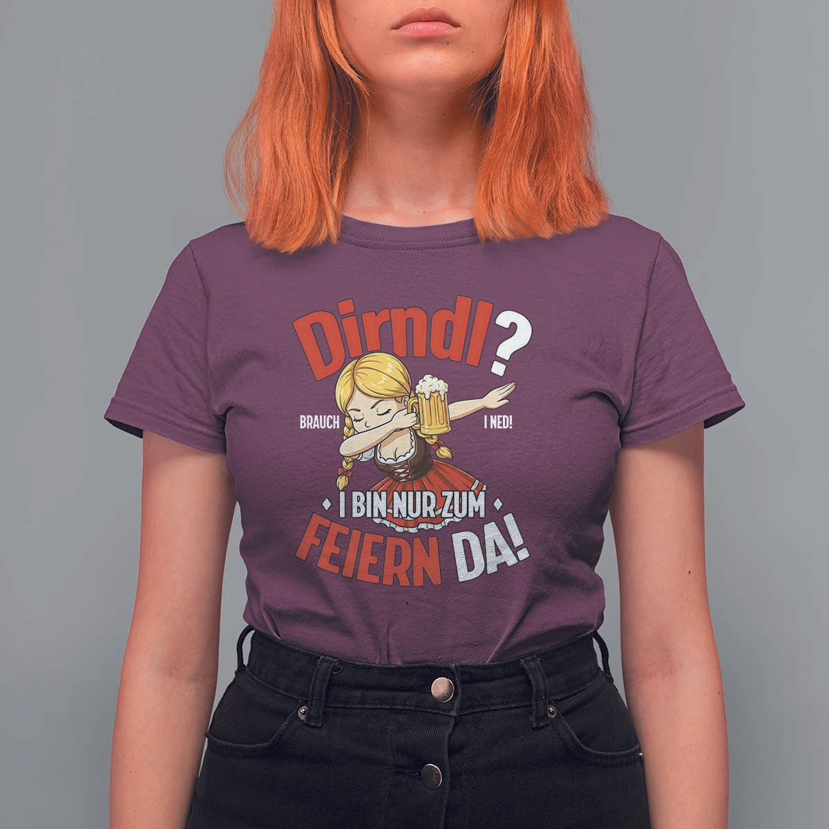 Funny Oktoberfest Dab Girl T Shirt For Women Dirndl I Bin Nur Zum Feiern Da Party - Wonder Print Shop
