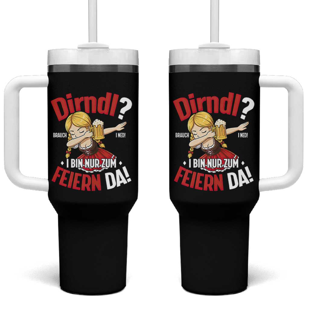 Funny Oktoberfest Dab Girl Tumbler With Handle Dirndl I Bin Nur Zum Feiern Da Party - Wonder Print Shop