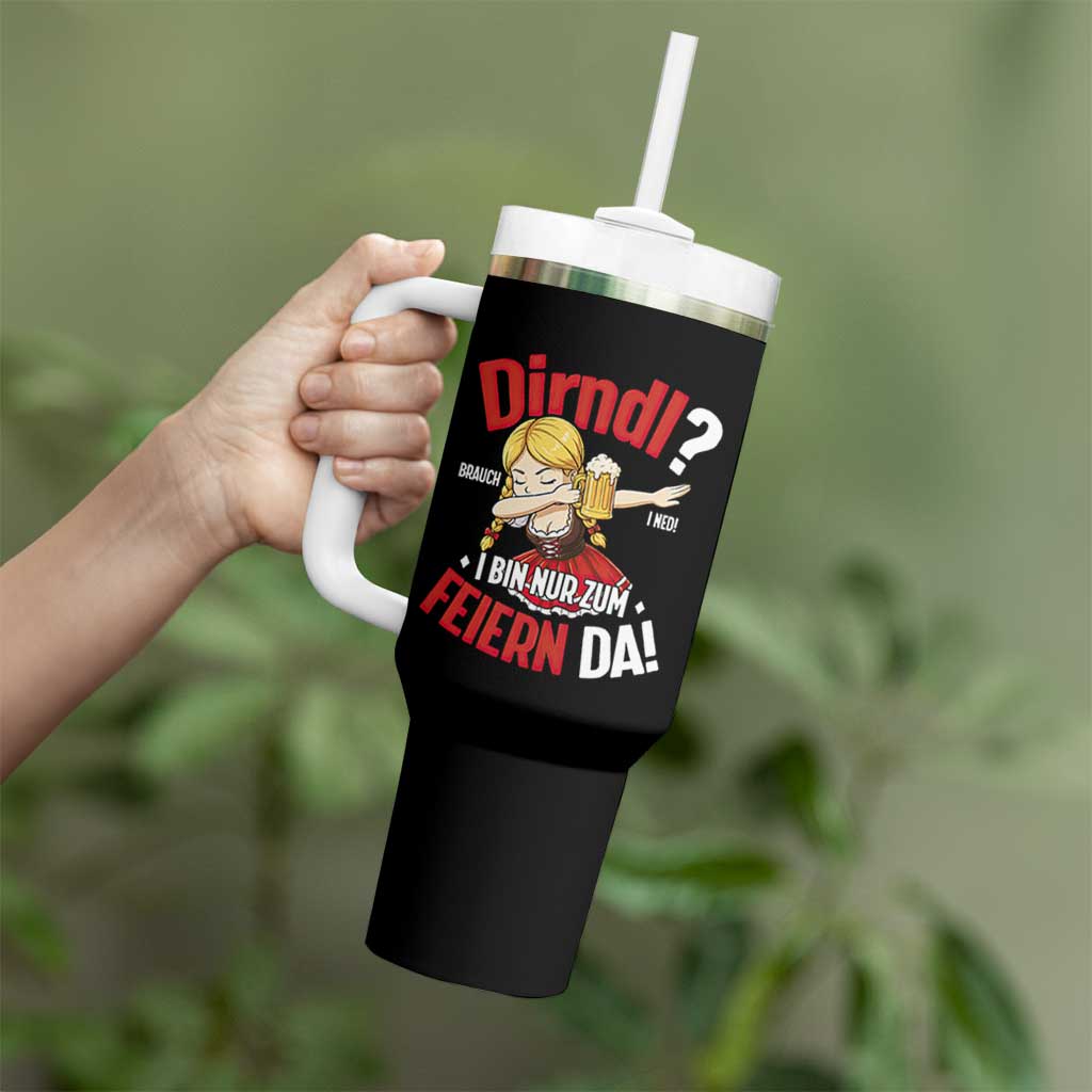 Funny Oktoberfest Dab Girl Tumbler With Handle Dirndl I Bin Nur Zum Feiern Da Party - Wonder Print Shop