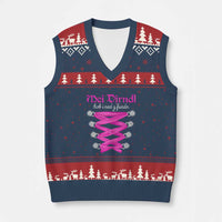 Funny Oktoberfest Corset in Pink V-Neck Knit Sweater Vest I Have Not Found My Dirndl - Wonder Print Shop