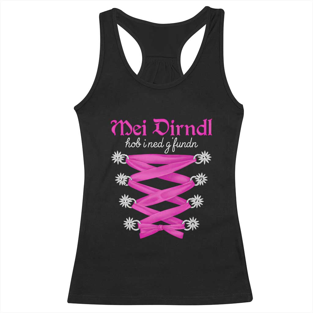 Funny Oktoberfest Corset in Pink Racerback Tank Top I Have Not Found My Dirndl - Wonder Print Shop