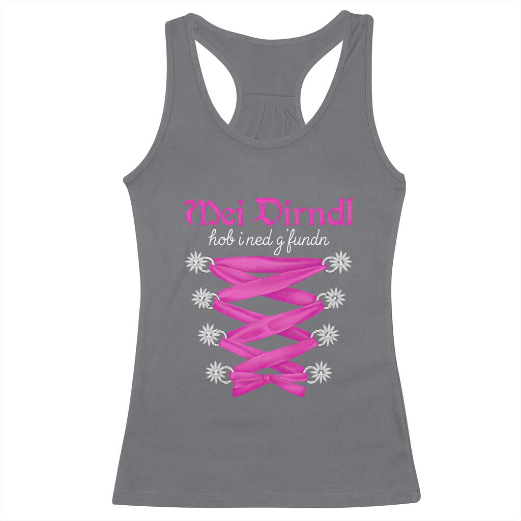 Funny Oktoberfest Corset in Pink Racerback Tank Top I Have Not Found My Dirndl - Wonder Print Shop