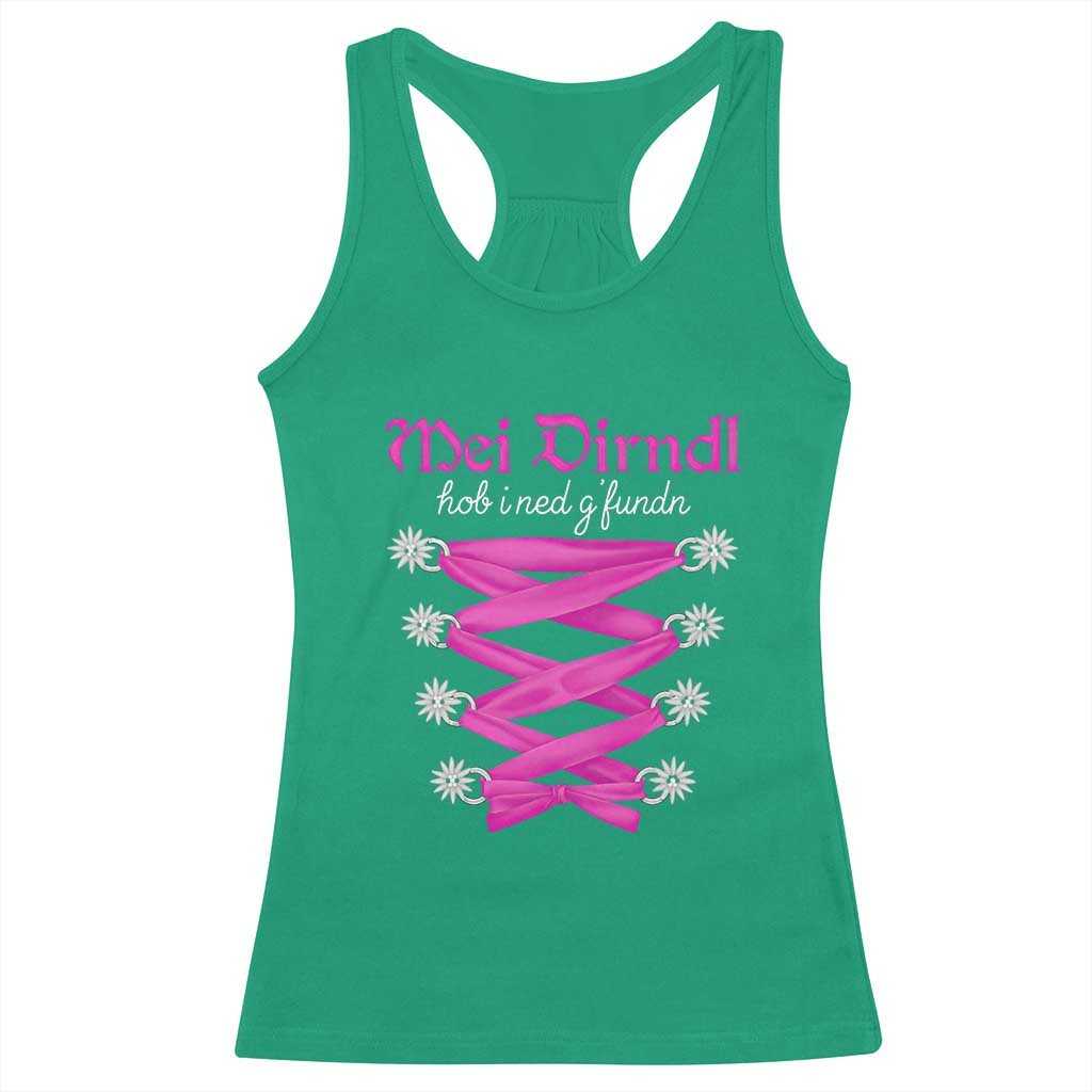 Funny Oktoberfest Corset in Pink Racerback Tank Top I Have Not Found My Dirndl - Wonder Print Shop