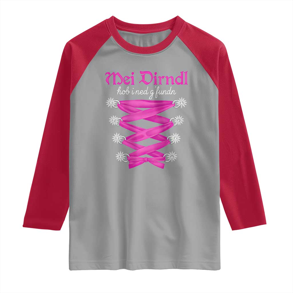 Funny Oktoberfest Corset in Pink Raglan Shirt I Have Not Found My Dirndl - Wonder Print Shop