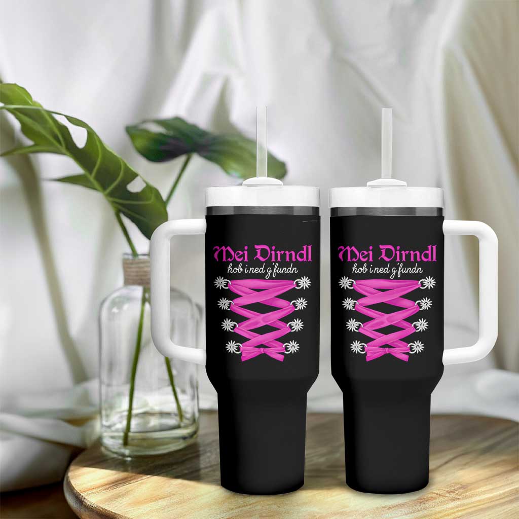 Funny Oktoberfest Corset in Pink Tumbler With Handle I Have Not Found My Dirndl - Wonder Print Shop