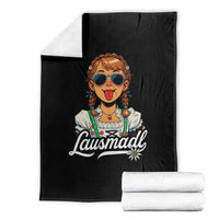 Funny Lausmadl Oktoberfest Throw Blanket Bavarian Girl with Braids Sunnies and Sass - Wonder Print Shop