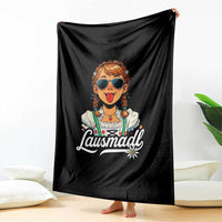 Funny Lausmadl Oktoberfest Throw Blanket Bavarian Girl with Braids Sunnies and Sass - Wonder Print Shop