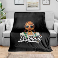Funny Lausmadl Oktoberfest Throw Blanket Bavarian Girl with Braids Sunnies and Sass - Wonder Print Shop