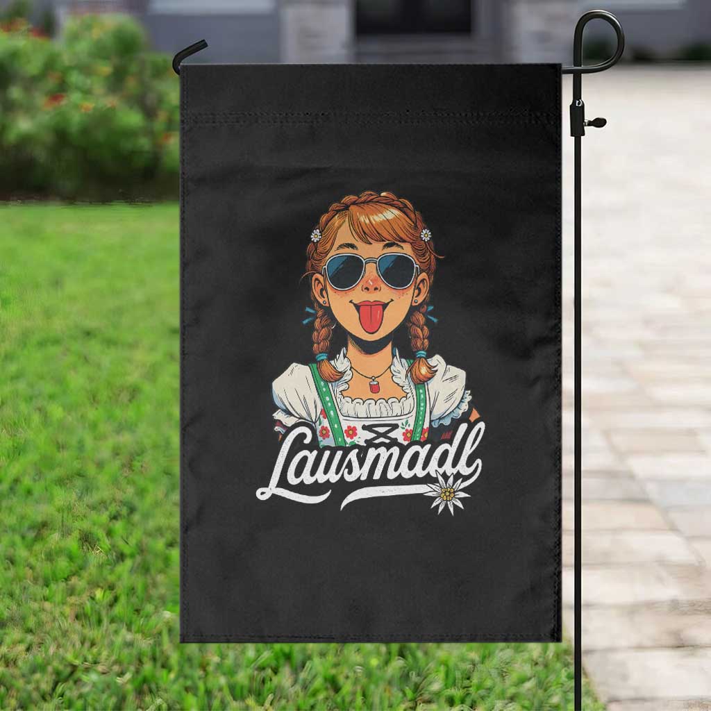 Funny Lausmadl Oktoberfest Garden Flag Bavarian Girl with Braids Sunnies and Sass - Wonder Print Shop