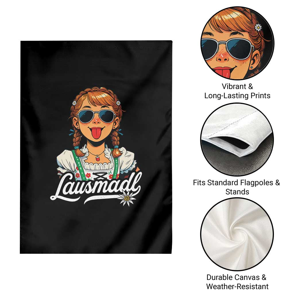Funny Lausmadl Oktoberfest Garden Flag Bavarian Girl with Braids Sunnies and Sass - Wonder Print Shop