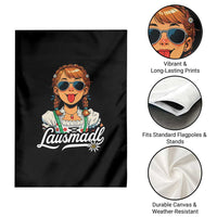 Funny Lausmadl Oktoberfest Garden Flag Bavarian Girl with Braids Sunnies and Sass - Wonder Print Shop