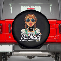 Funny Lausmadl Oktoberfest Spare Tire Cover Bavarian Girl with Braids Sunnies and Sass - Wonder Print Shop