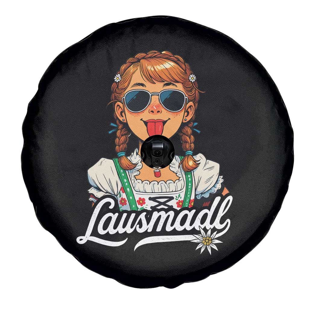 Funny Lausmadl Oktoberfest Spare Tire Cover Bavarian Girl with Braids Sunnies and Sass - Wonder Print Shop