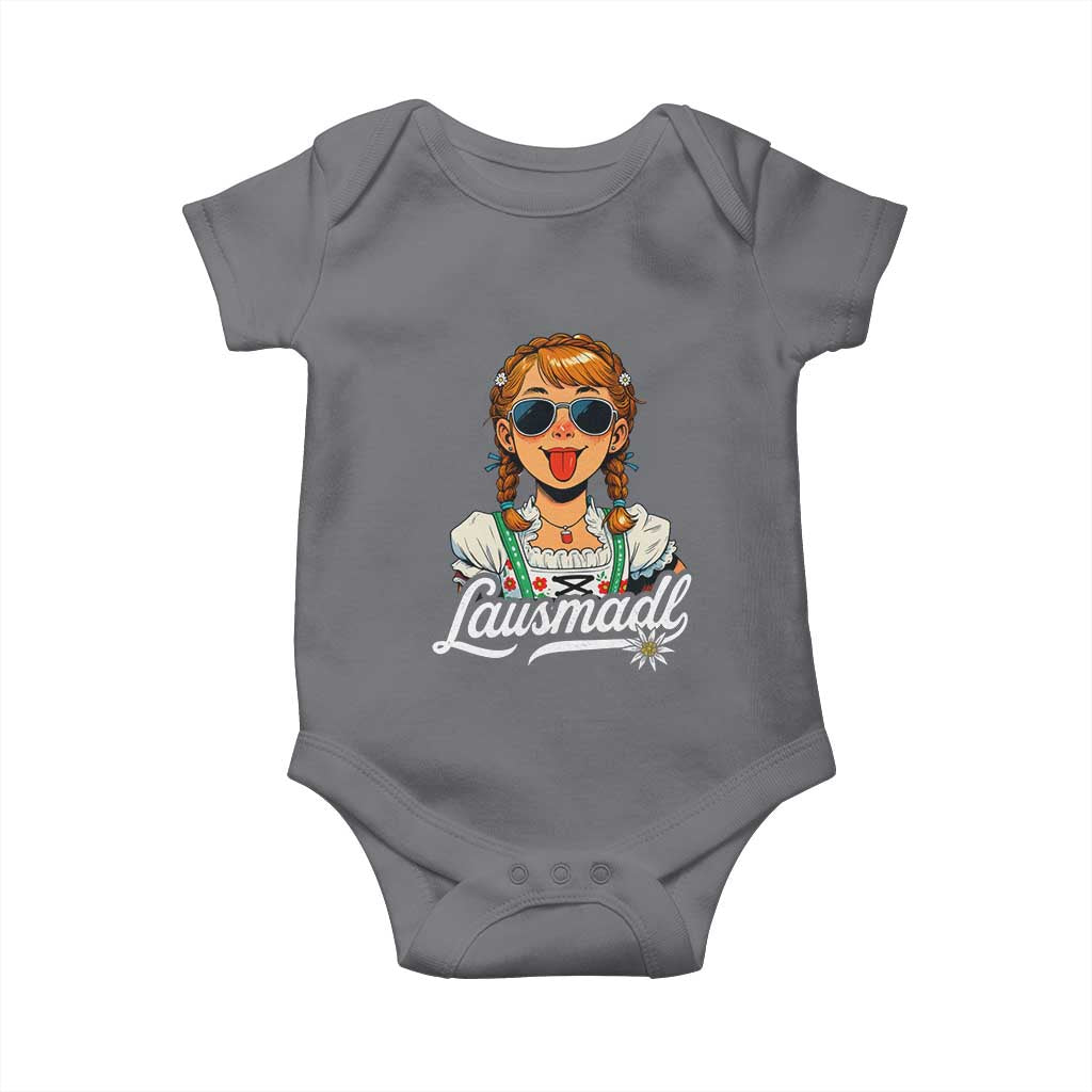 Funny Lausmadl Oktoberfest Baby Onesie Bavarian Girl with Braids Sunnies and Sass - Wonder Print Shop