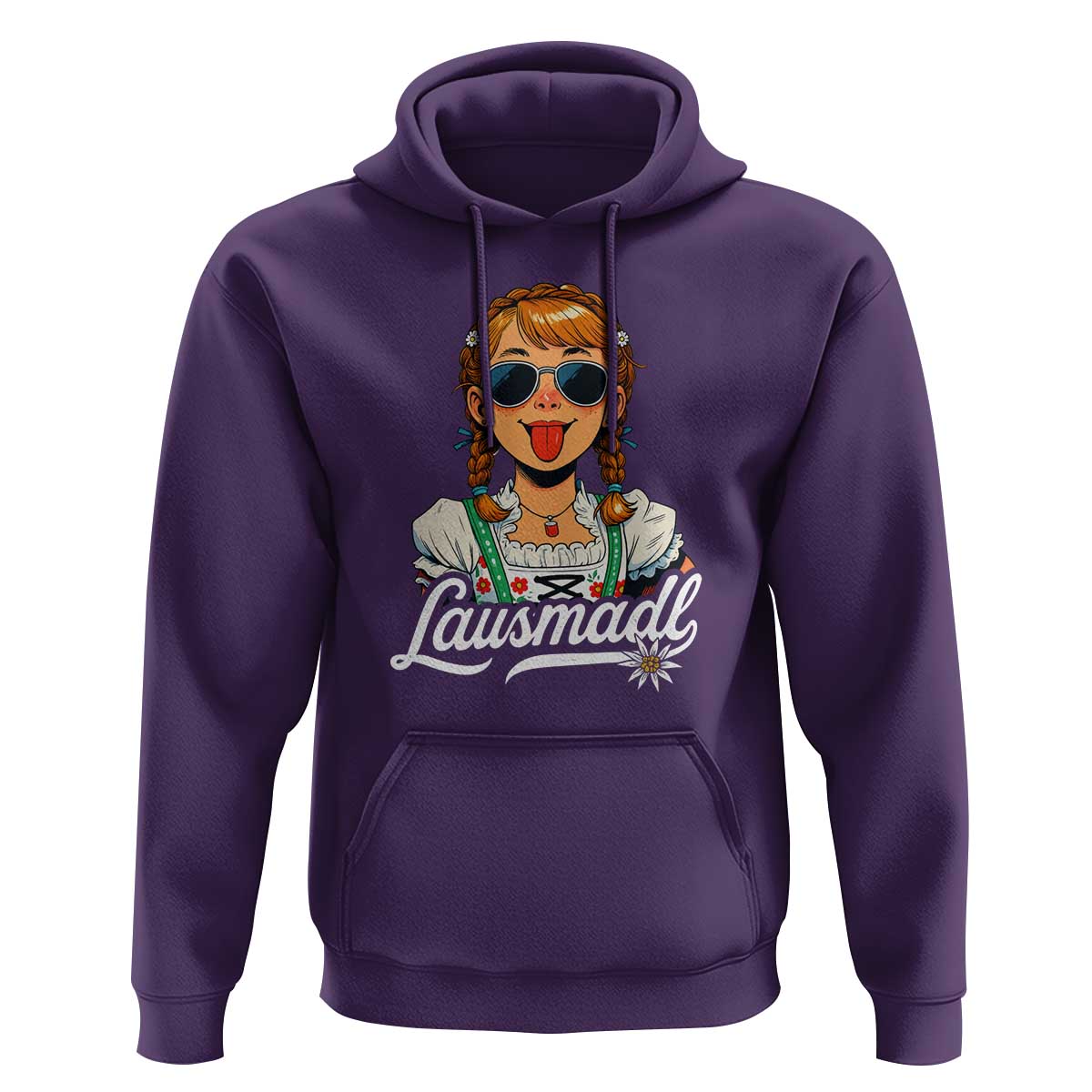 Funny Lausmadl Oktoberfest Hoodie Bavarian Girl with Braids Sunnies and Sass - Wonder Print Shop