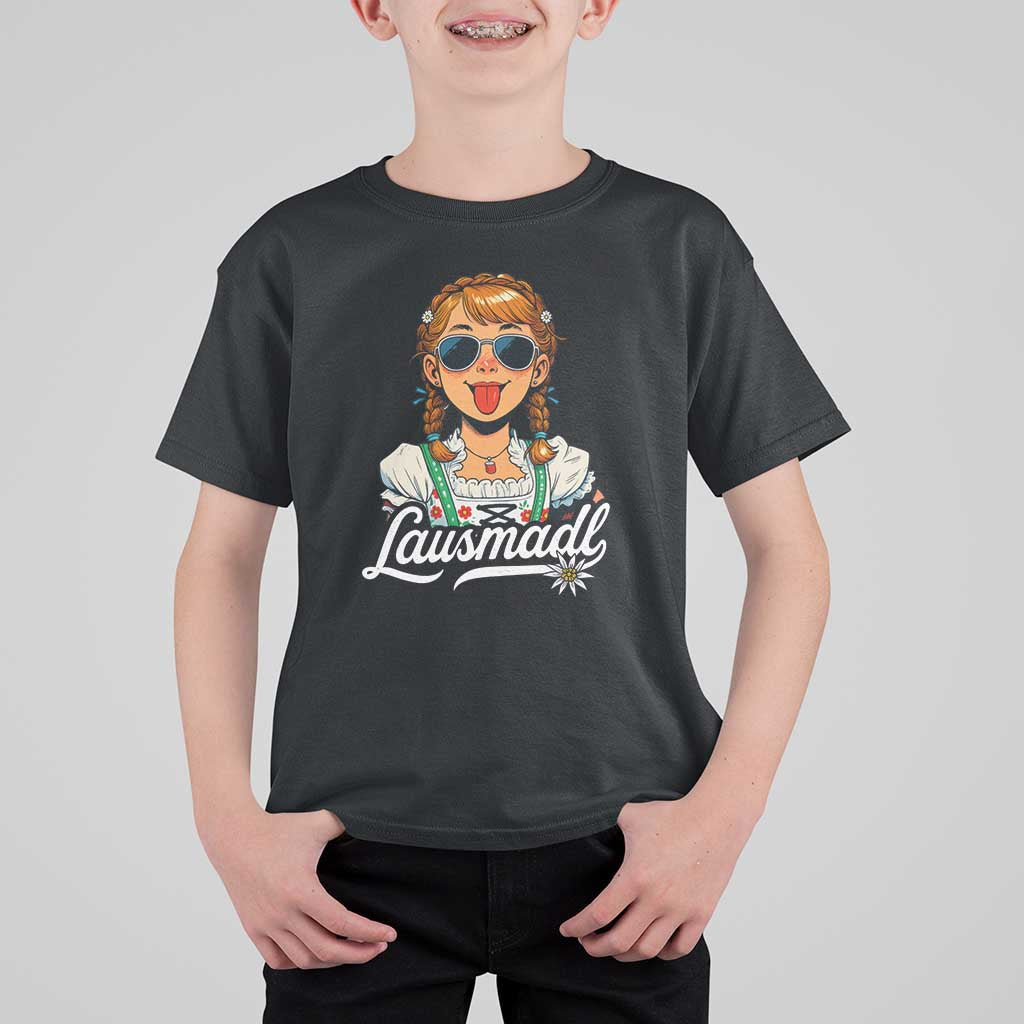 Funny Lausmadl Oktoberfest T Shirt For Kid Bavarian Girl with Braids Sunnies and Sass - Wonder Print Shop